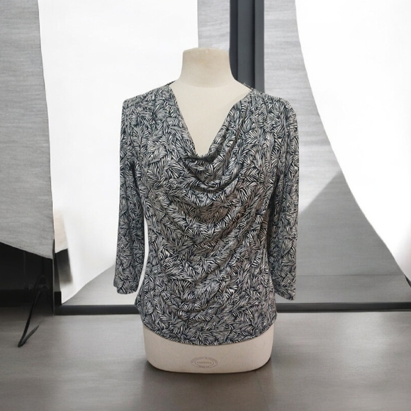 MSK Tops - MSK Black and White Patterned Blouse With Sequtns
